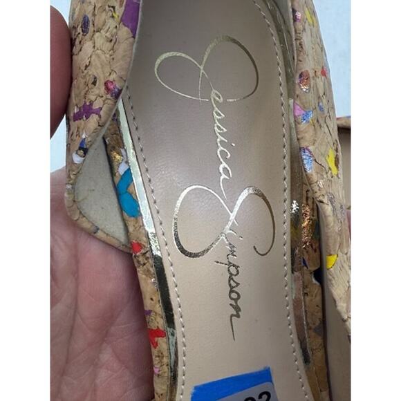 NEW Jessica Simpson JP-Parallel Pointed Toe Cork Heels Multicolor Womens Sz 8.5 - Picture 7 of 8